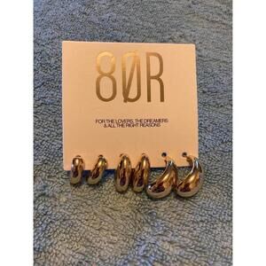 8 Other Reasons 18kt Gold Plated Half Moon Post Back Earrings Set